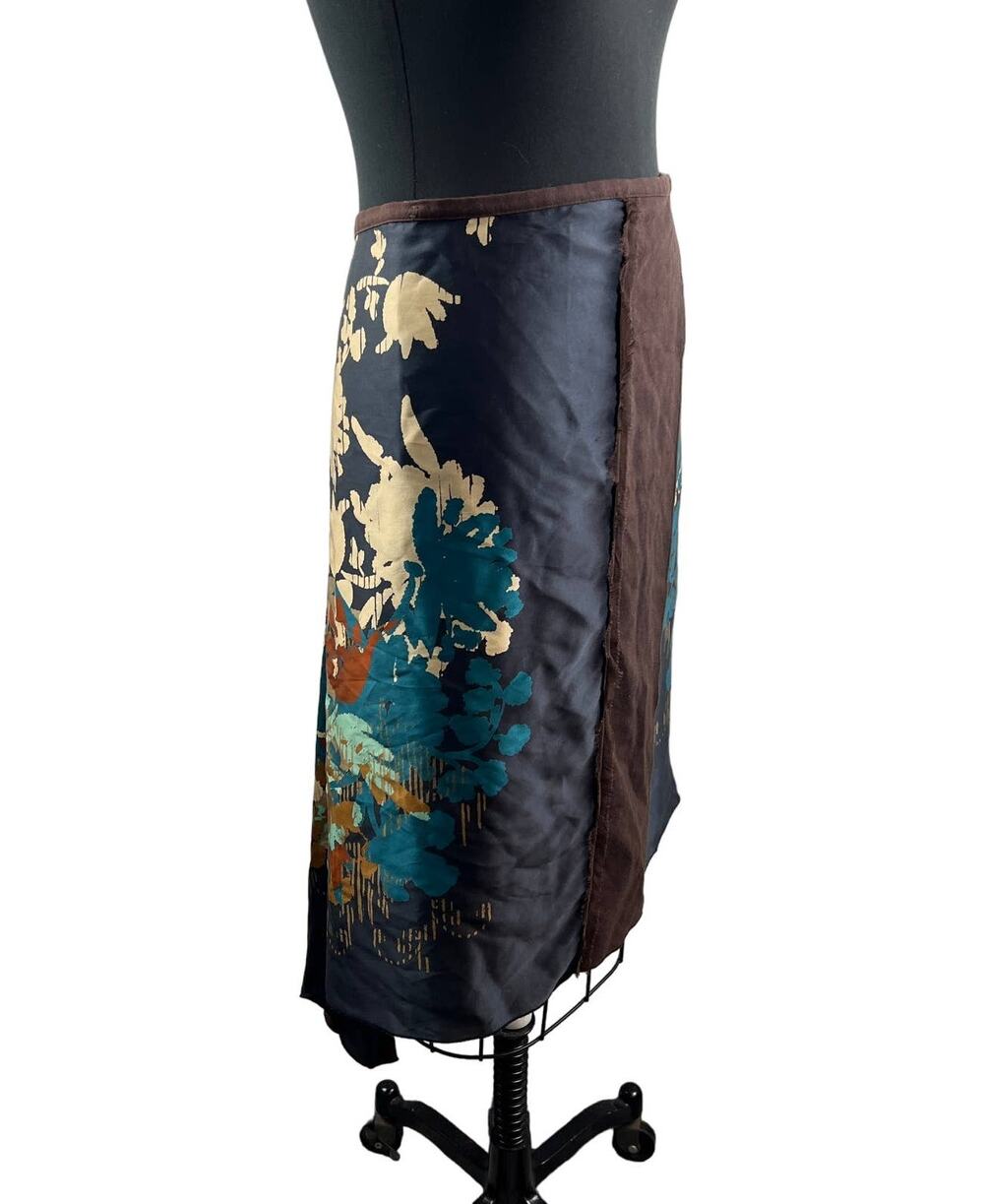 Pennyblack Navy Beige 8 Gonna Jupe Falda Rock Asymmetrical Skirt Floral Pull On